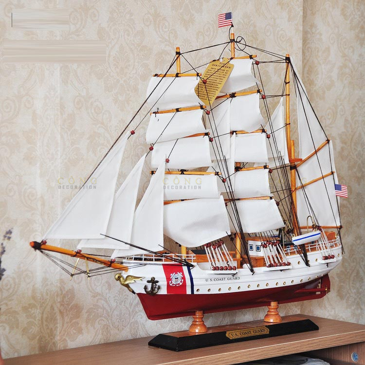 Thuyền buồm phong thủy bằng gỗ CD22